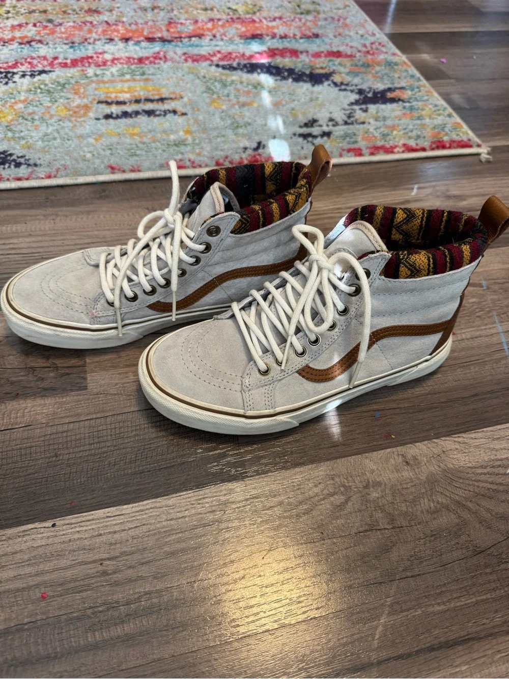 Vans Sk8-Hi MTE Knit Geo High-Top Suede Sneakers in Light Gray Size 6.5M/8W